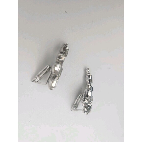 Vintage Bogoff Rhinestone Crescent Clip On Earrings - Picture 2 of 6